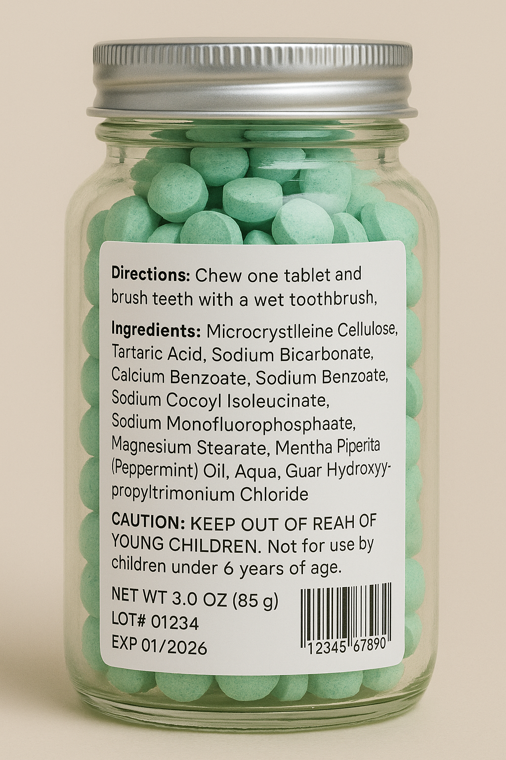 GreenMint Natural Fluoride Toothpaste Tablets – 30 Day Supply